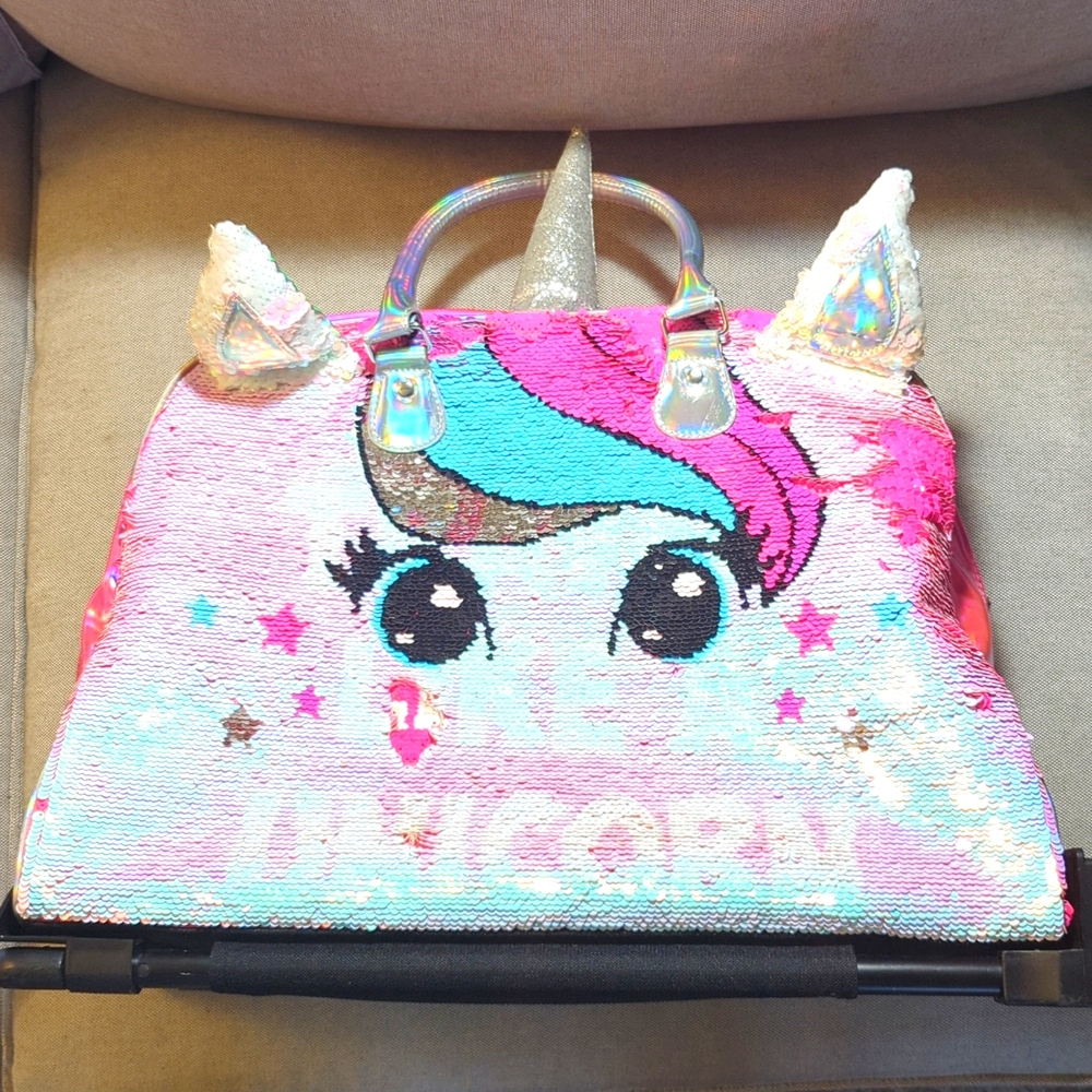 Girls sequence unicorn small duffle bag